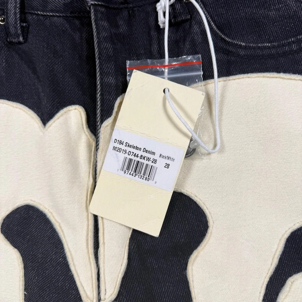 Mnml‎ Jeans Mens 28x32 Black D184 Skeleton Denim Skinny Bones Graphic NWT